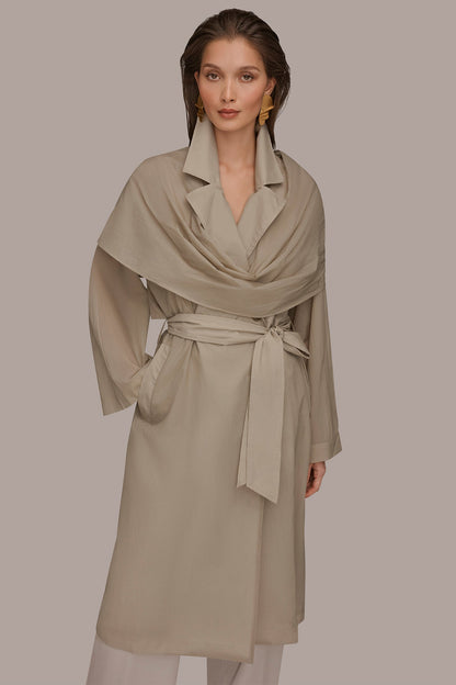 DRAPED DOUBLE-BREASTED TRENCH COAT