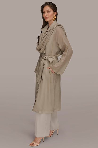 DRAPED DOUBLE-BREASTED TRENCH COAT