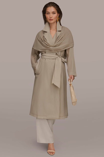 DRAPED DOUBLE-BREASTED TRENCH COAT