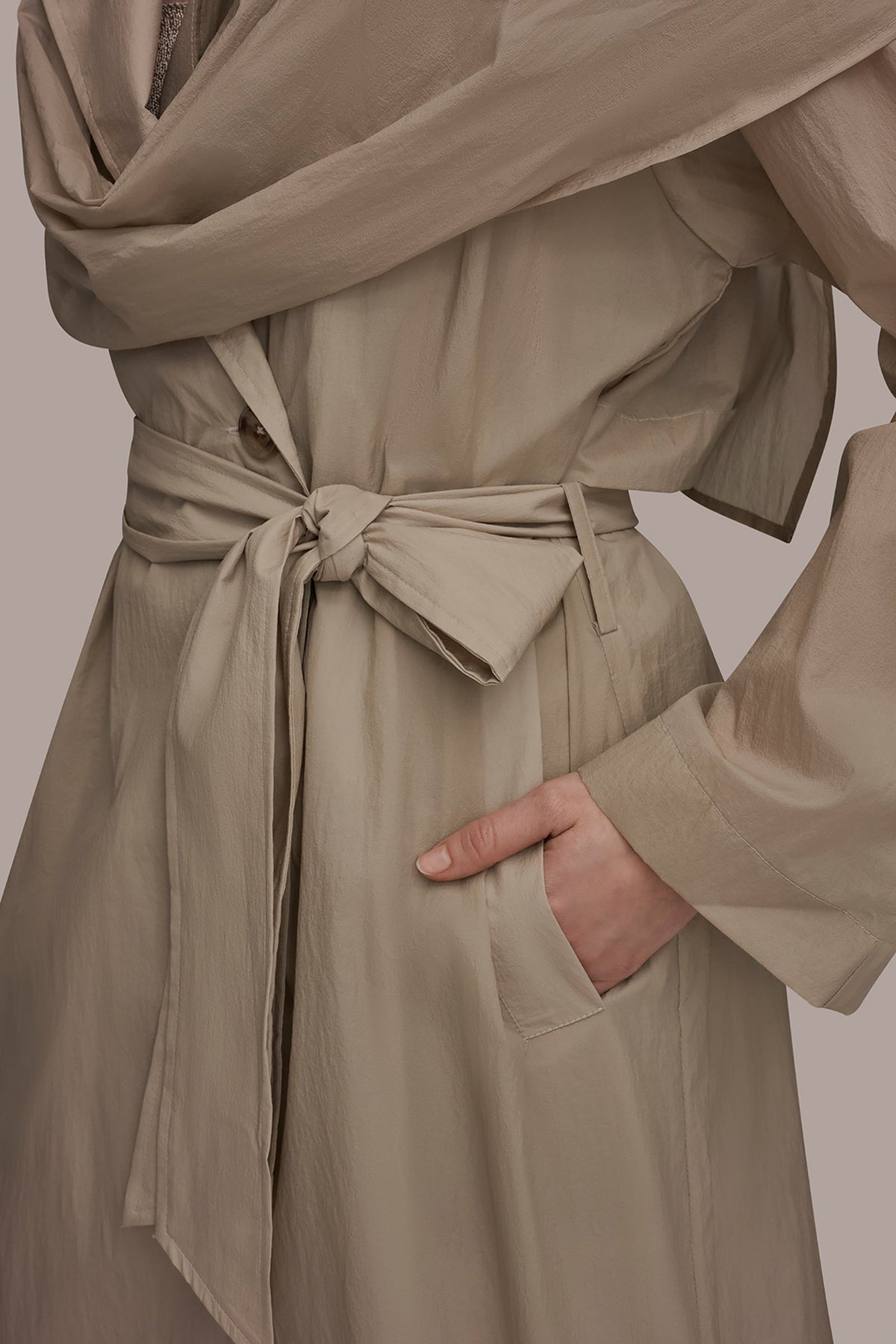 DRAPED DOUBLE-BREASTED TRENCH COAT
