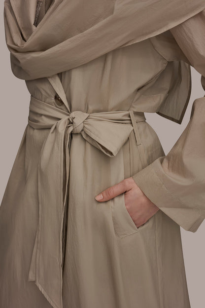 DRAPED DOUBLE-BREASTED TRENCH COAT