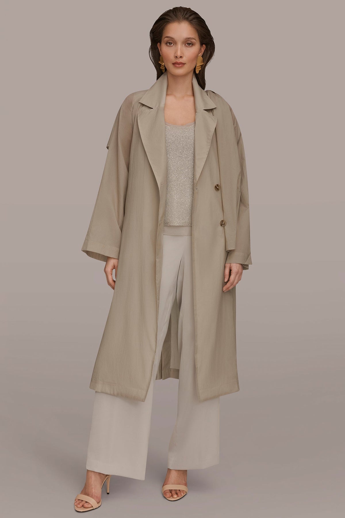 DRAPED DOUBLE-BREASTED TRENCH COAT