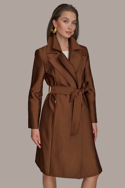 DOUBLE COLLAR SATIN TRENCH COAT