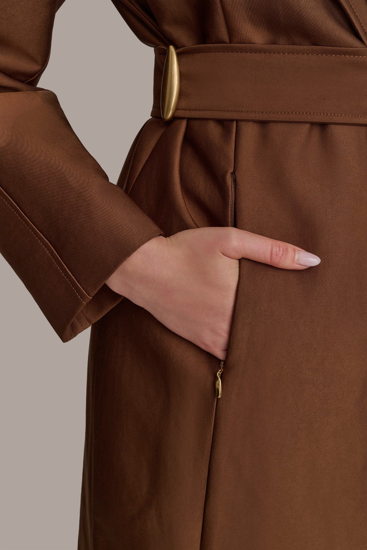 DOUBLE COLLAR SATIN TRENCH COAT