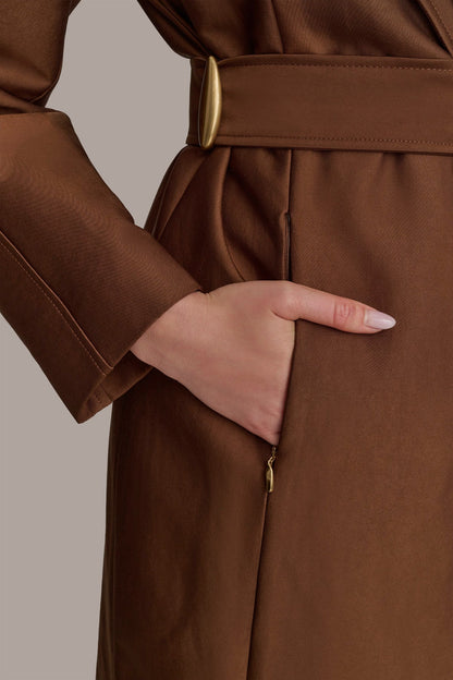 DOUBLE COLLAR SATIN TRENCH COAT