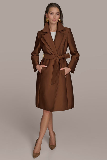 DOUBLE COLLAR SATIN TRENCH COAT