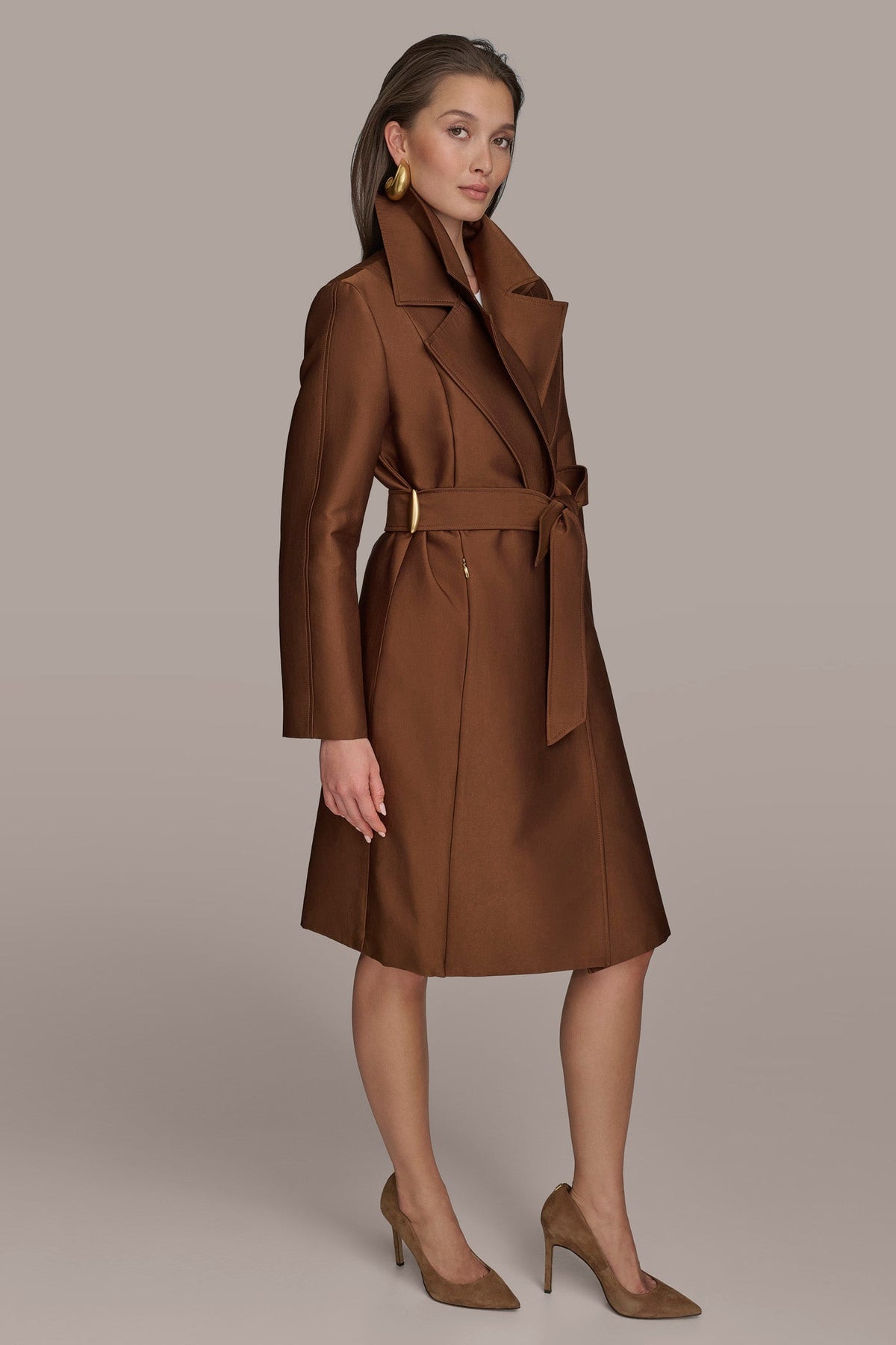 DOUBLE COLLAR SATIN TRENCH COAT