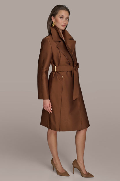 DOUBLE COLLAR SATIN TRENCH COAT