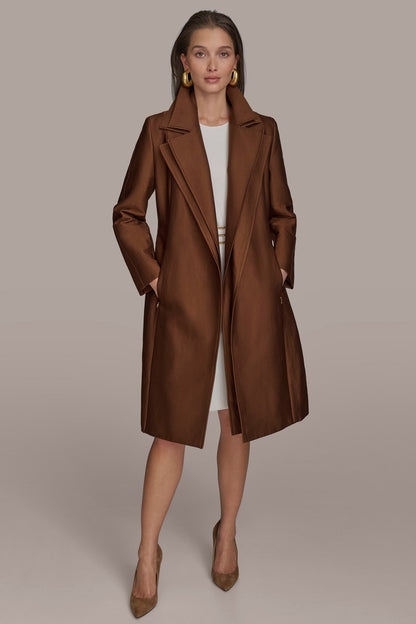 DOUBLE COLLAR SATIN TRENCH COAT