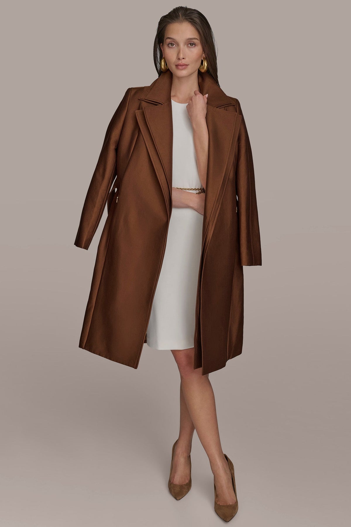 DOUBLE COLLAR SATIN TRENCH COAT