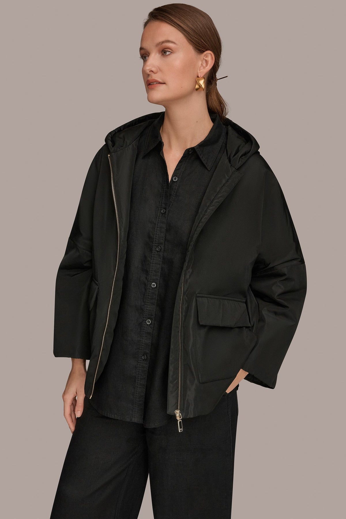 HOODED LIGHT QUILT JACKET