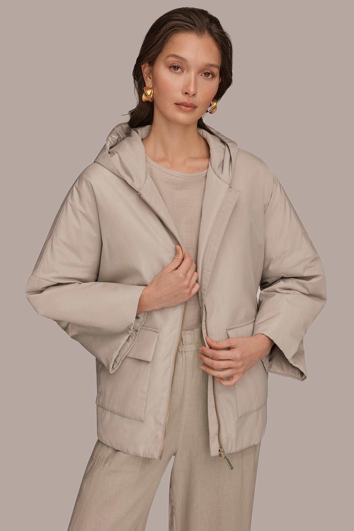 HOODED LIGHT QUILT JACKET