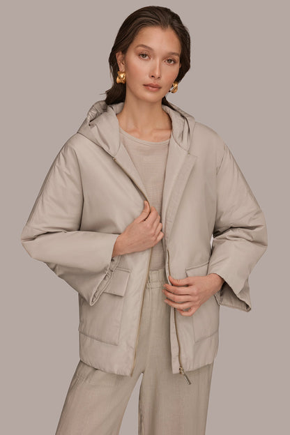 HOODED LIGHT QUILT JACKET