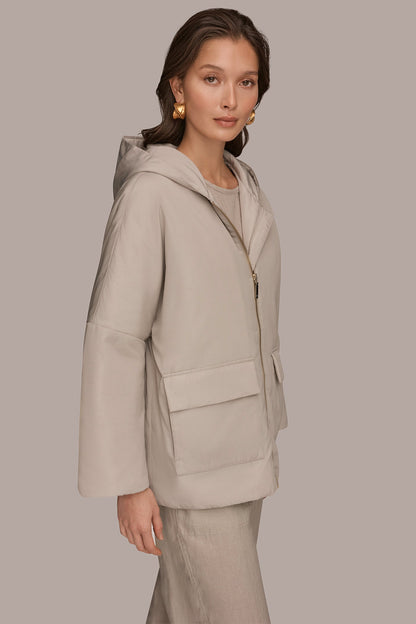 HOODED LIGHT QUILT JACKET