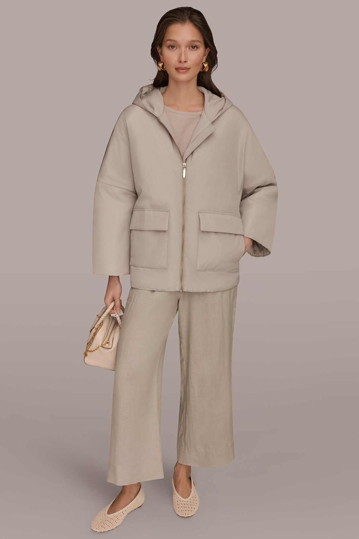 HOODED LIGHT QUILT JACKET