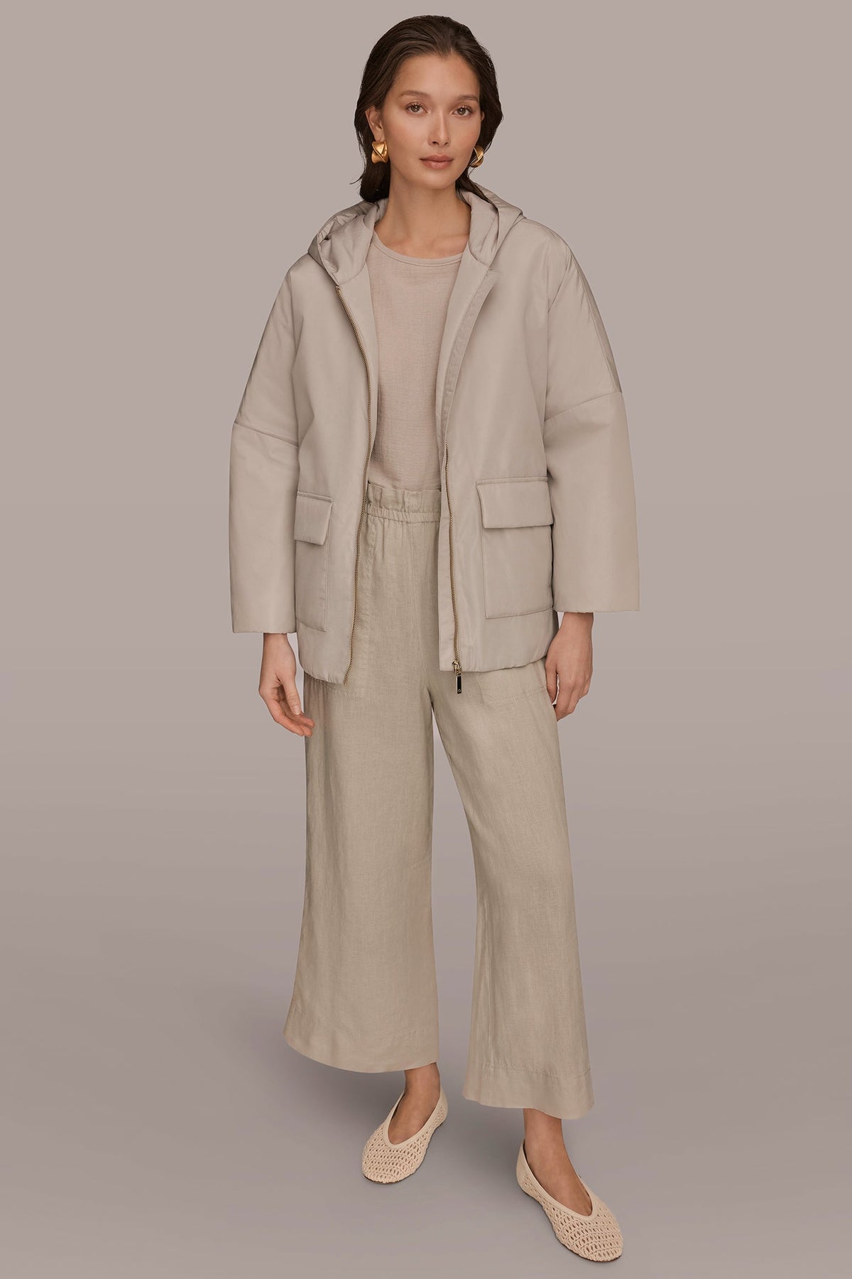 HOODED LIGHT QUILT JACKET