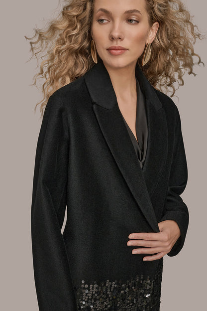 LONG SEQUIN WOOL-BLEND COAT