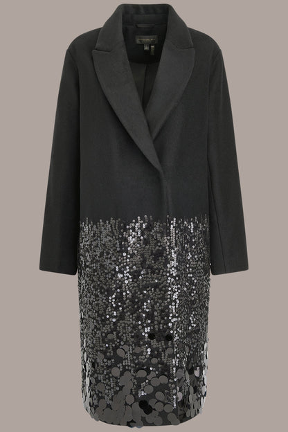 LONG SEQUIN WOOL-BLEND COAT