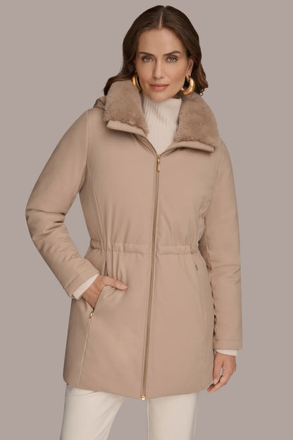 FAUX FUR LINED PUFFER