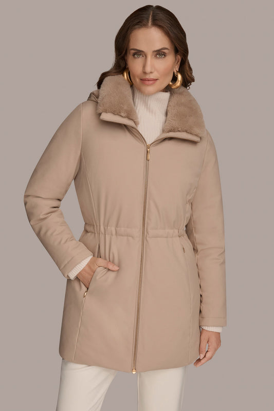 FAUX FUR LINED PUFFER