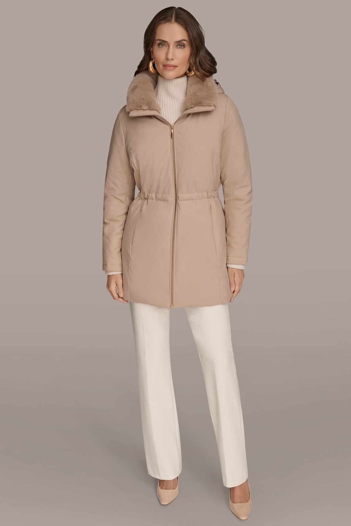 FAUX FUR LINED PUFFER