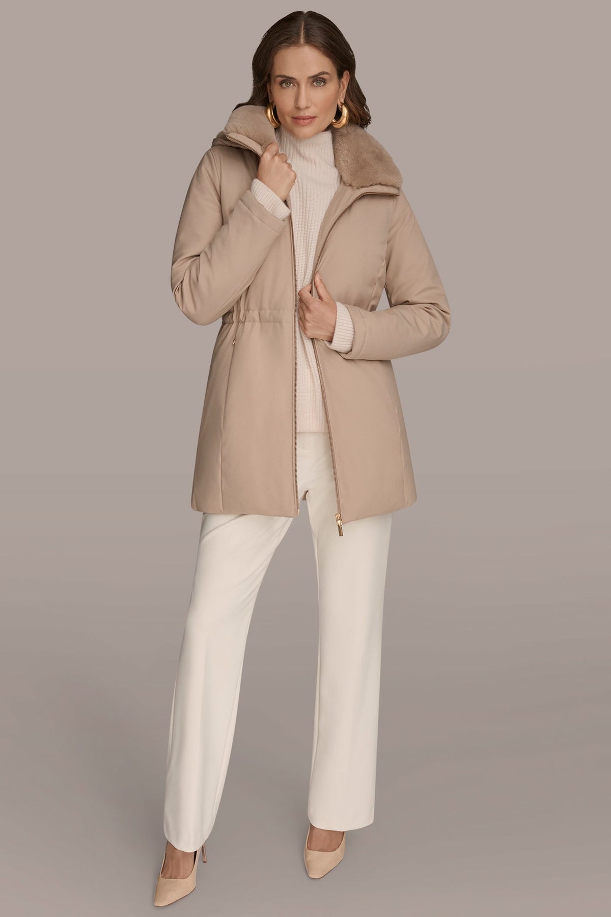 FAUX FUR LINED PUFFER