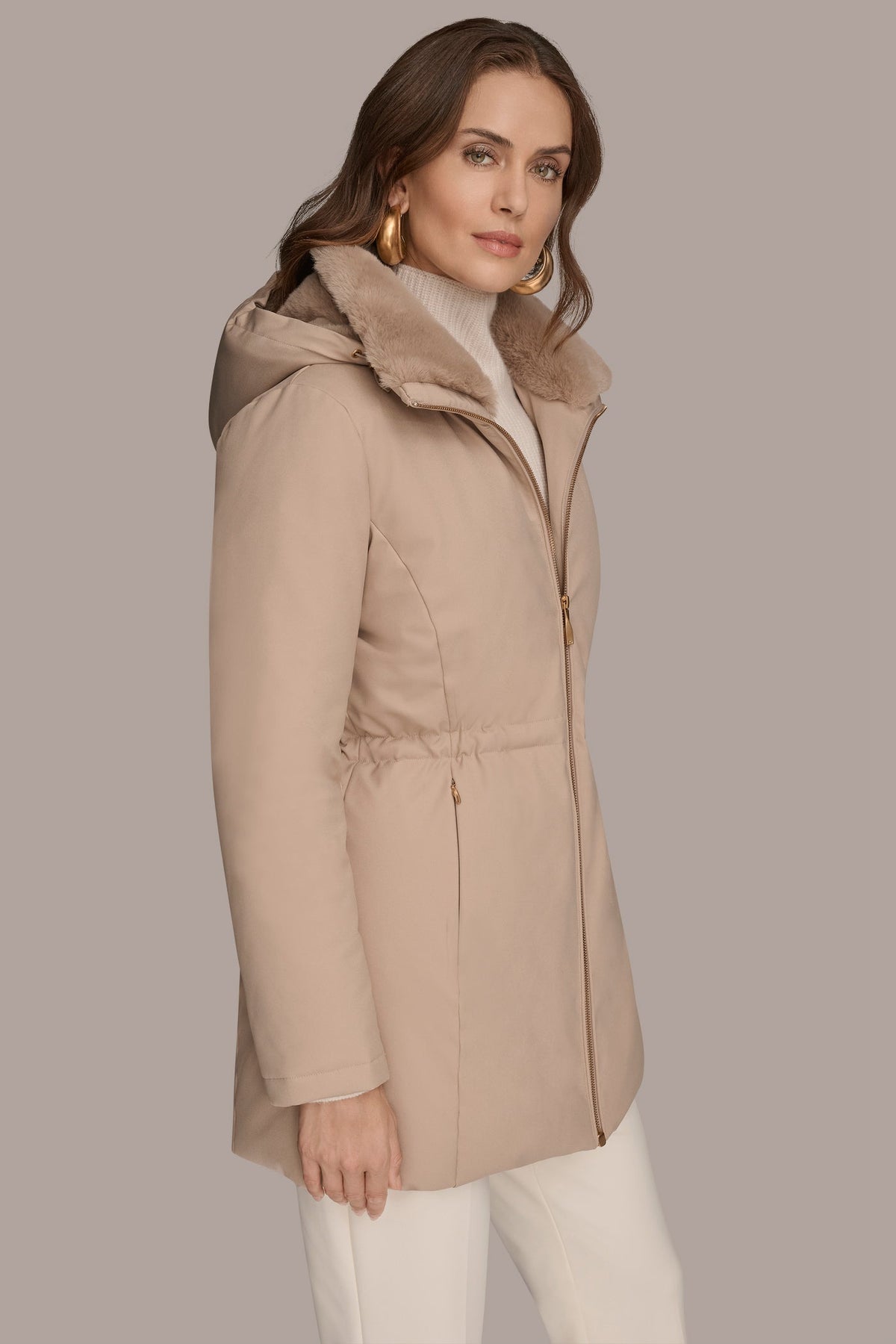 FAUX FUR LINED PUFFER