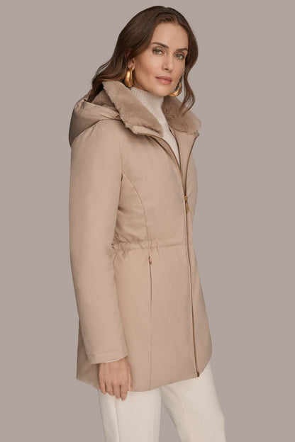 FAUX FUR LINED PUFFER