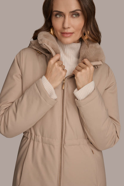 FAUX FUR LINED PUFFER