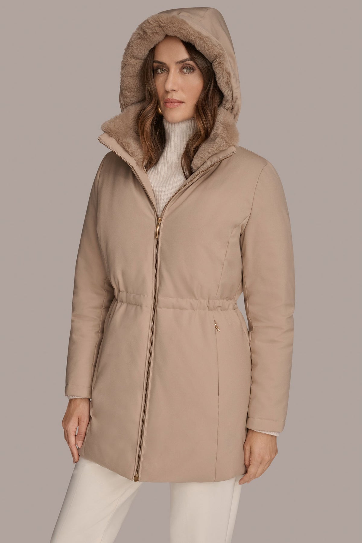 FAUX FUR LINED PUFFER