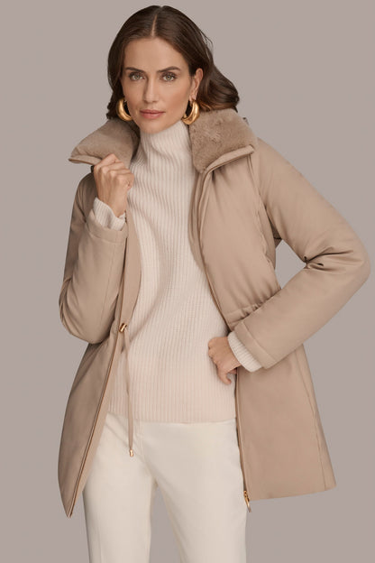 FAUX FUR LINED PUFFER