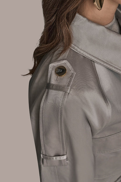 COTTON-BLEND SATIN BIKER JACKET
