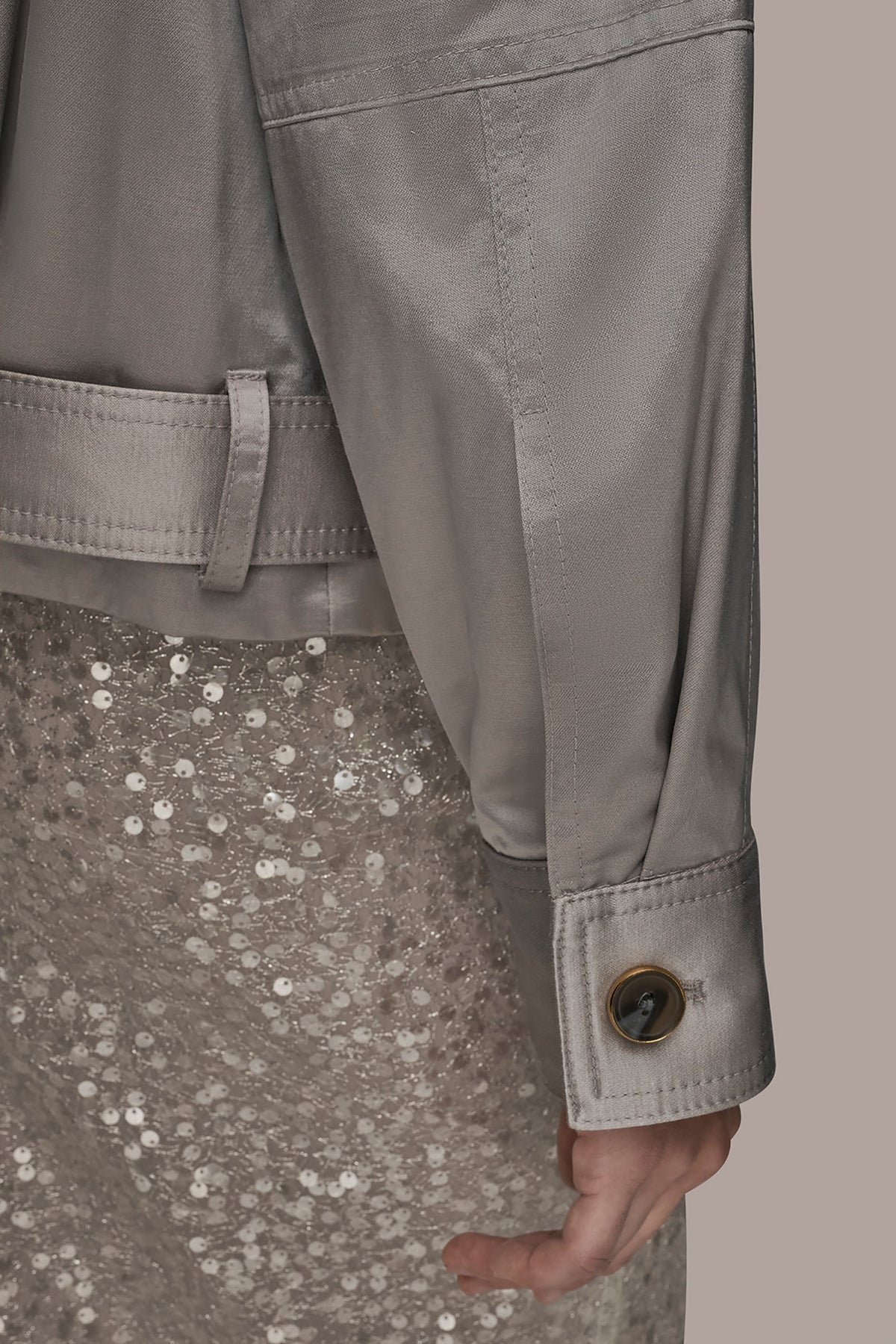 COTTON-BLEND SATIN BIKER JACKET
