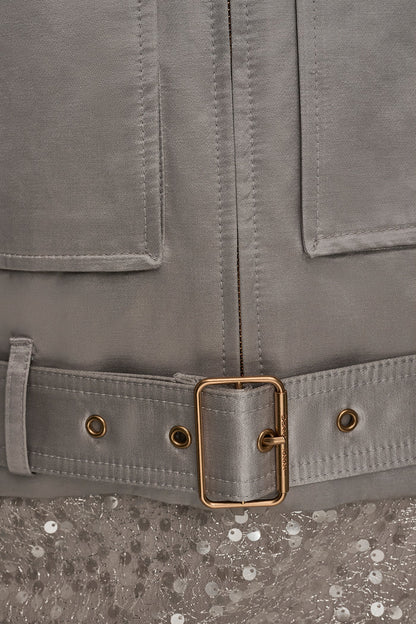 COTTON-BLEND SATIN BIKER JACKET