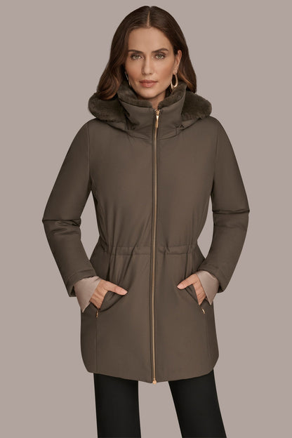 FAUX FUR LINED PUFFER