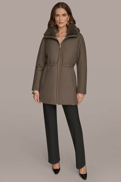 FAUX FUR LINED PUFFER