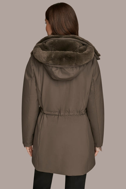 FAUX FUR LINED PUFFER