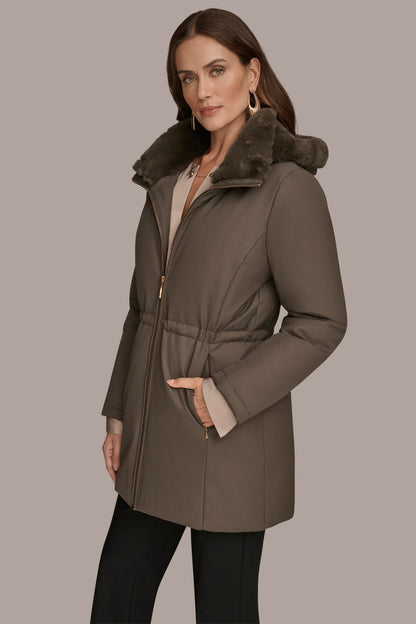 FAUX FUR LINED PUFFER