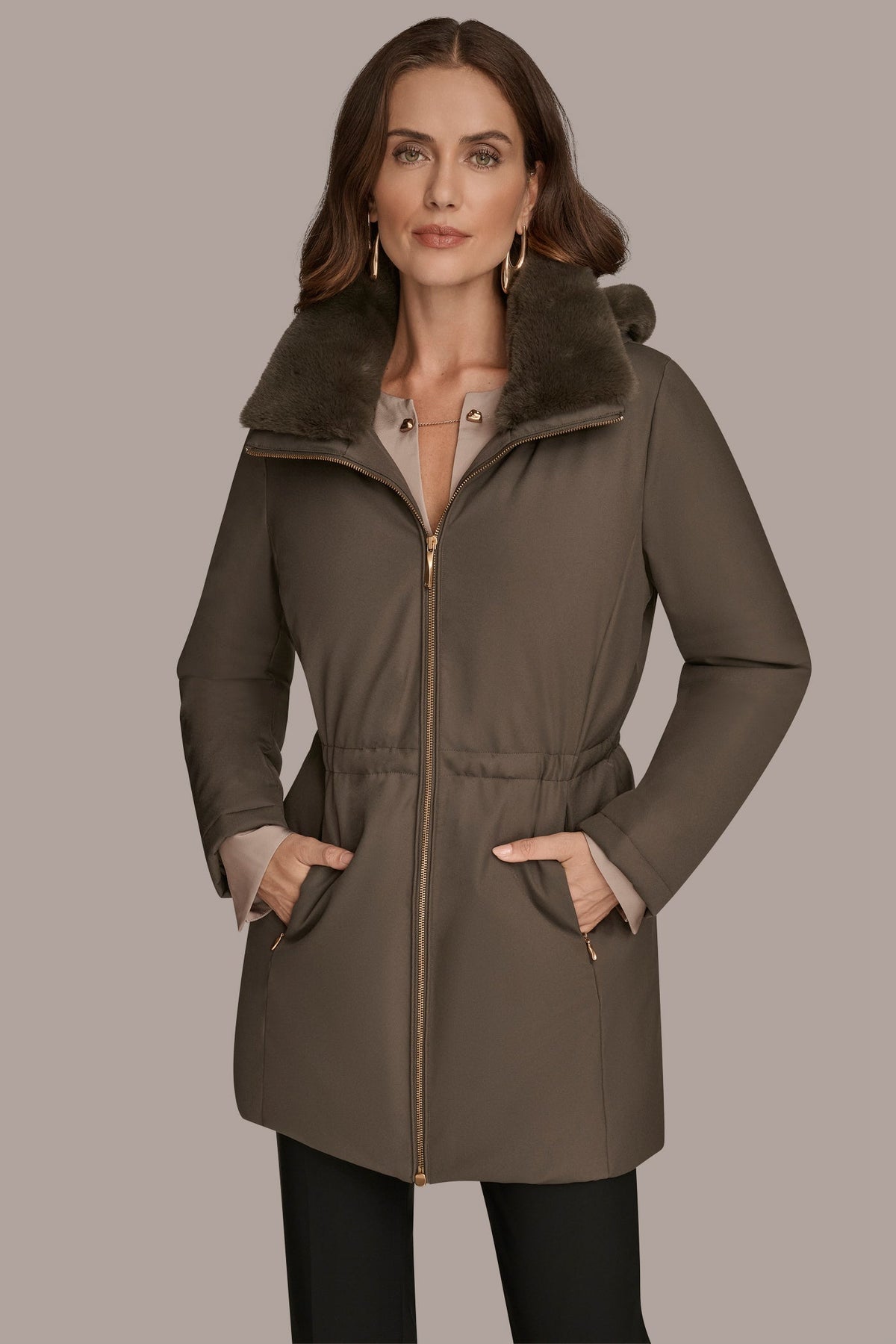 FAUX FUR LINED PUFFER