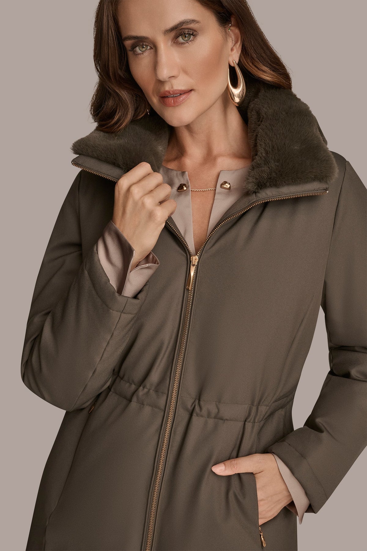 FAUX FUR LINED PUFFER