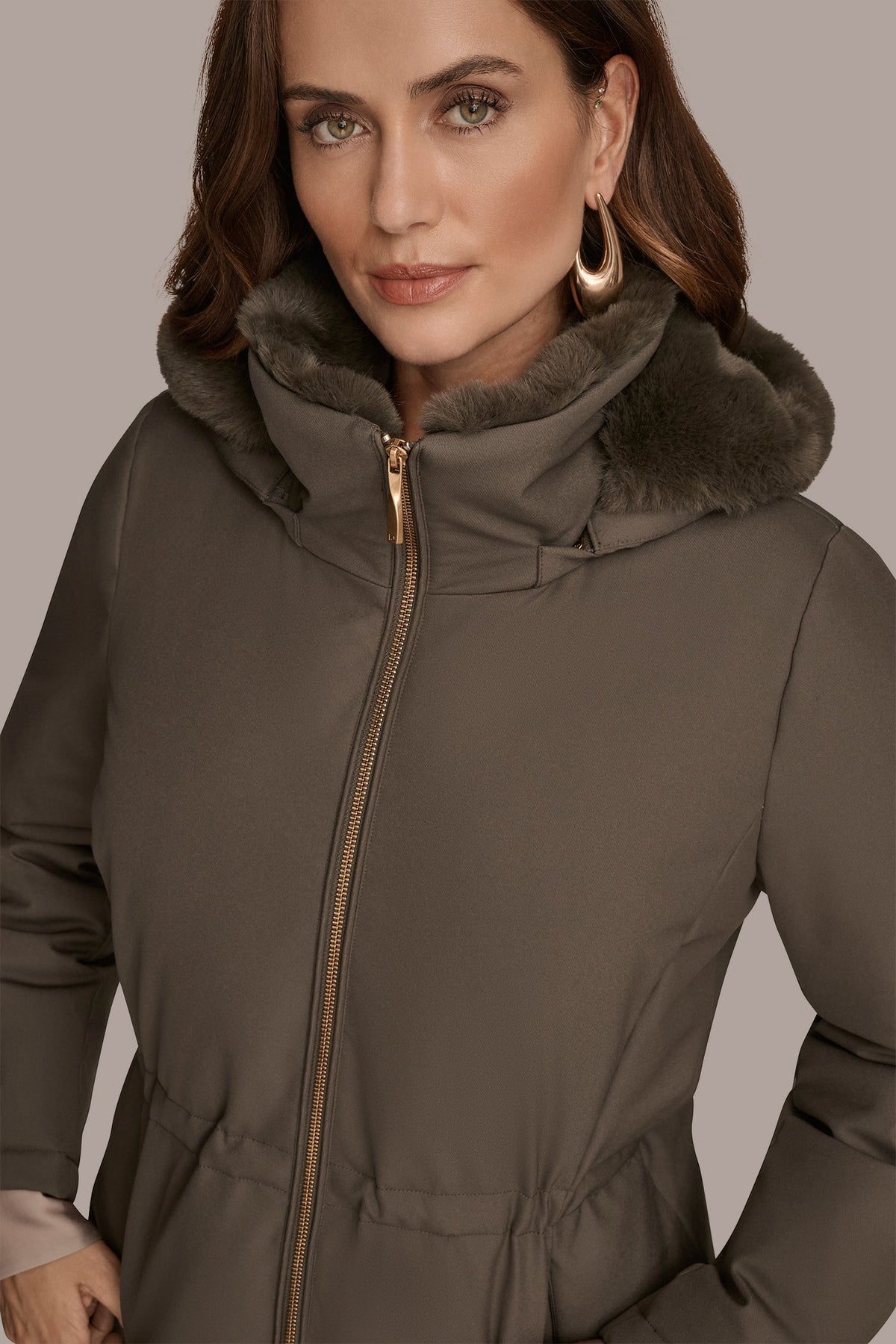 FAUX FUR LINED PUFFER