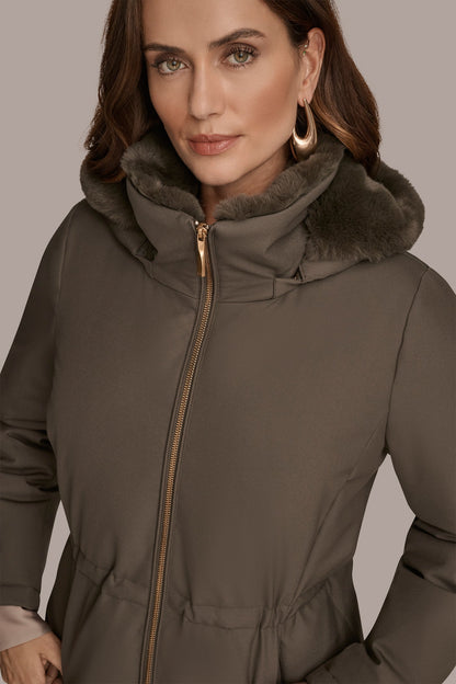 FAUX FUR LINED PUFFER