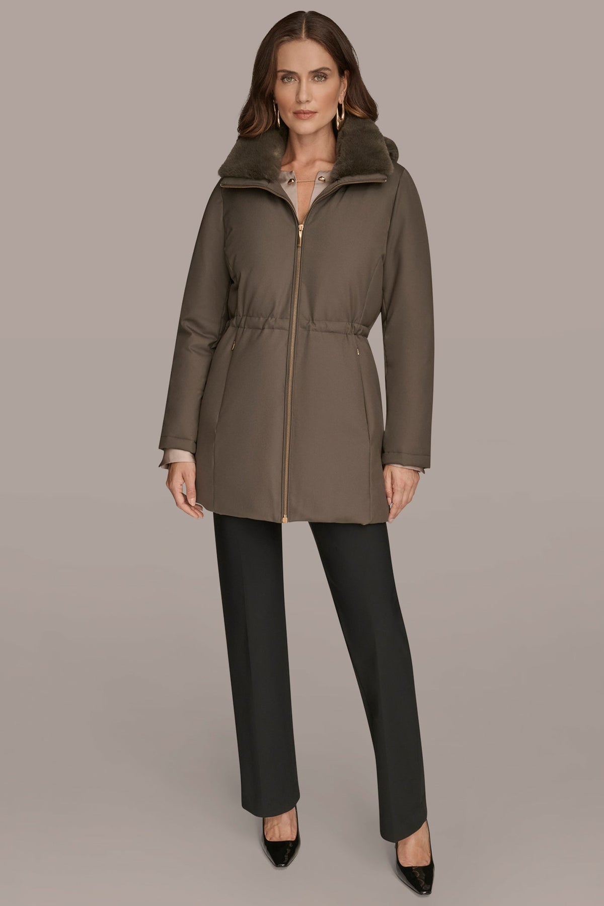 FAUX FUR LINED PUFFER