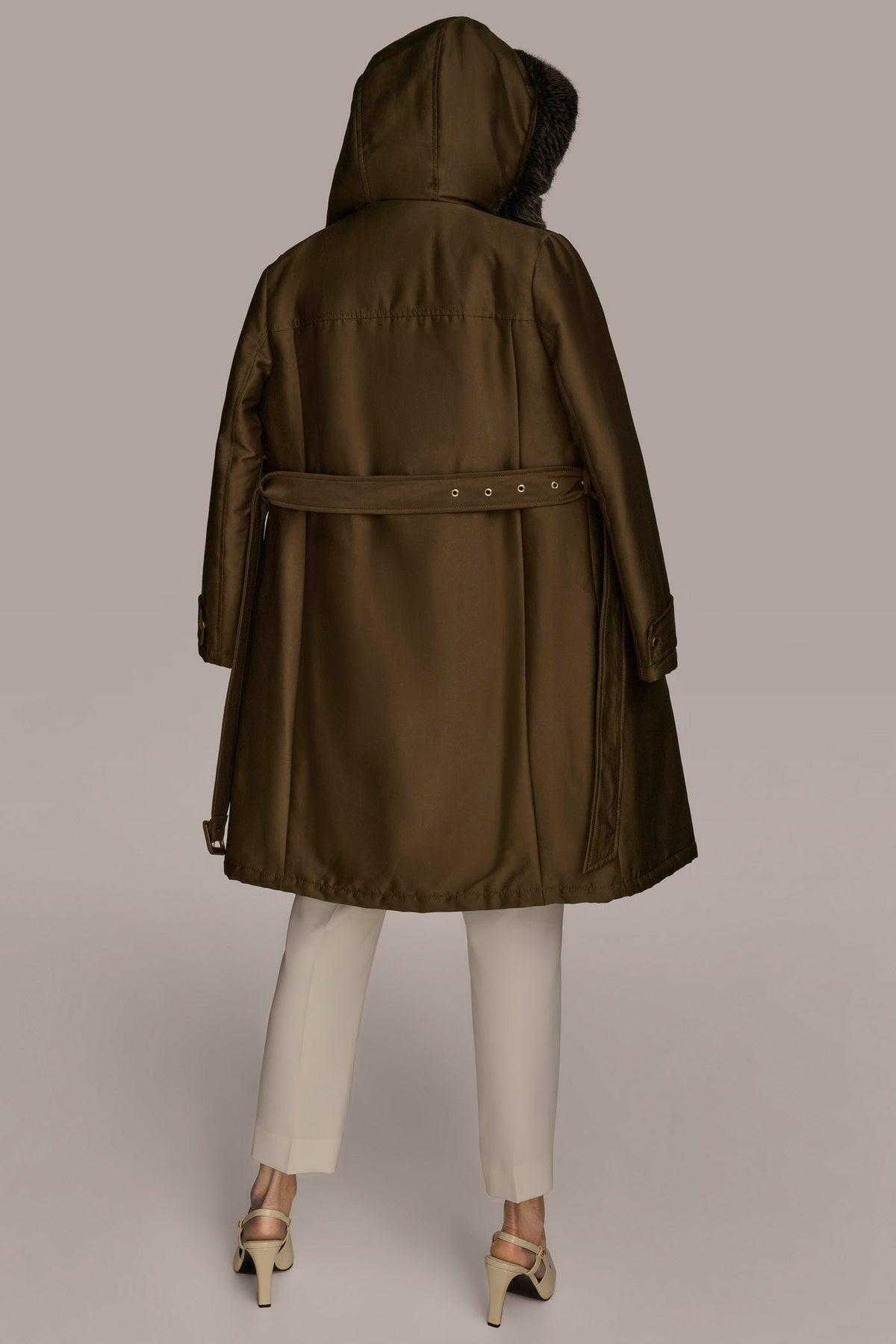 FAUX FUR TRIM LINED RAIN COAT