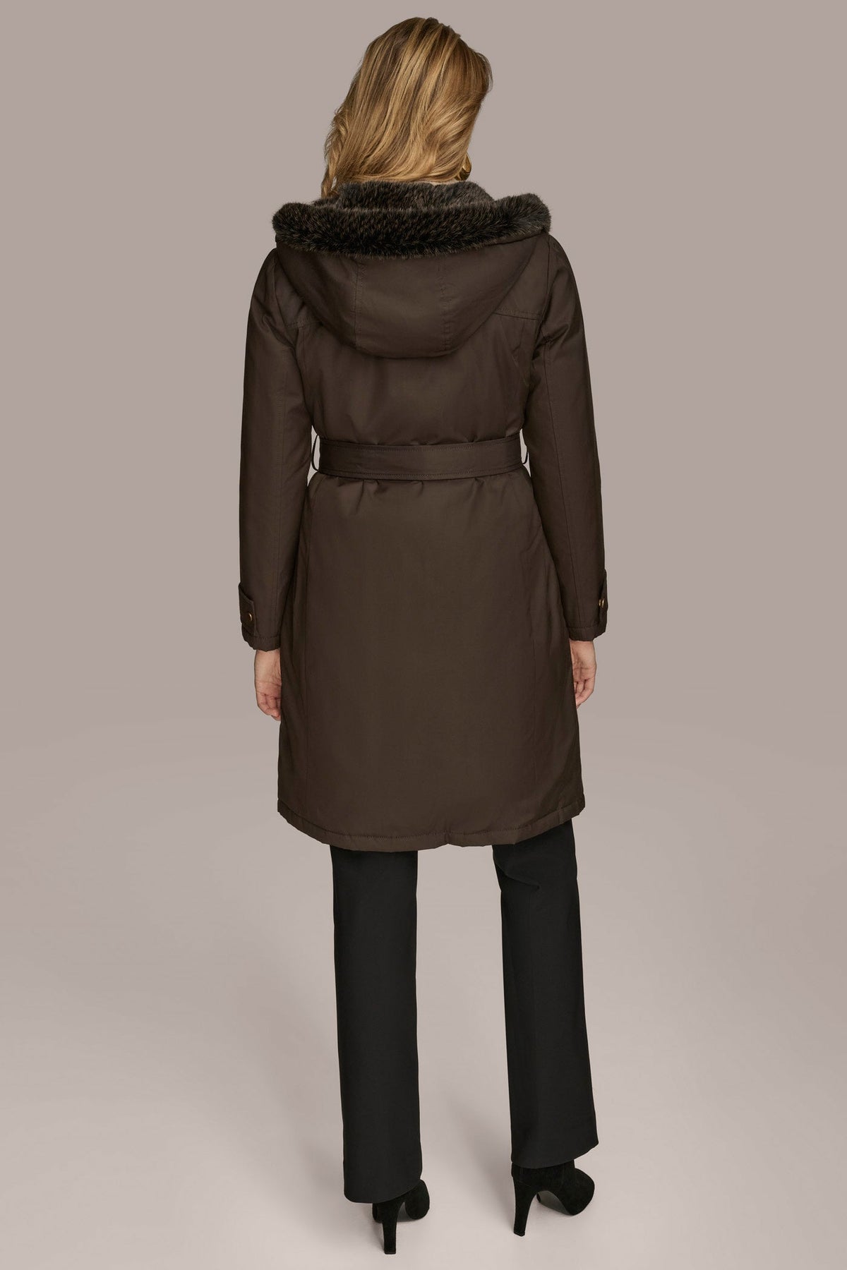FAUX FUR TRIM LINED RAIN COAT