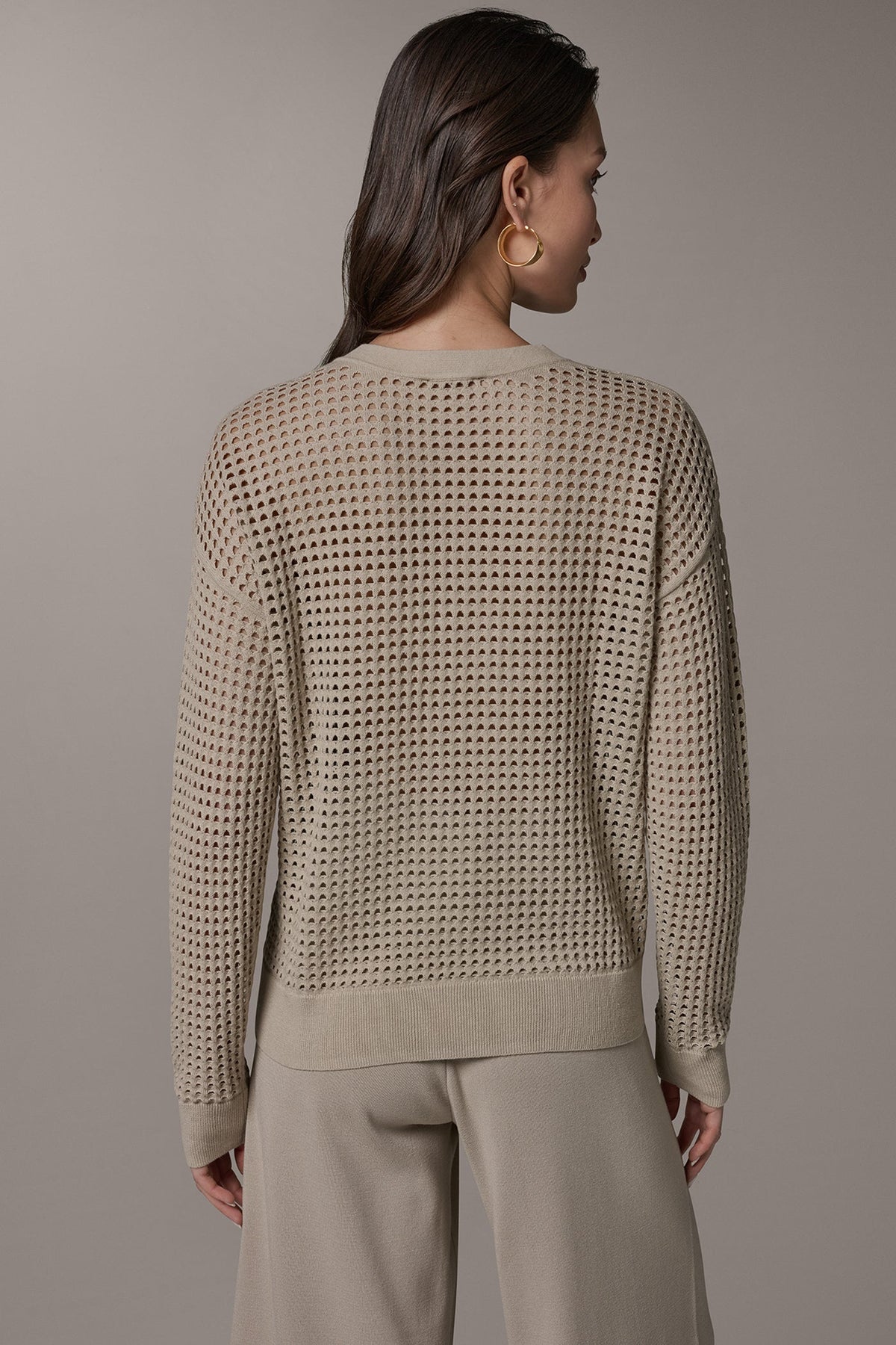 LONG SLEEVE POINTELLE SWEATER