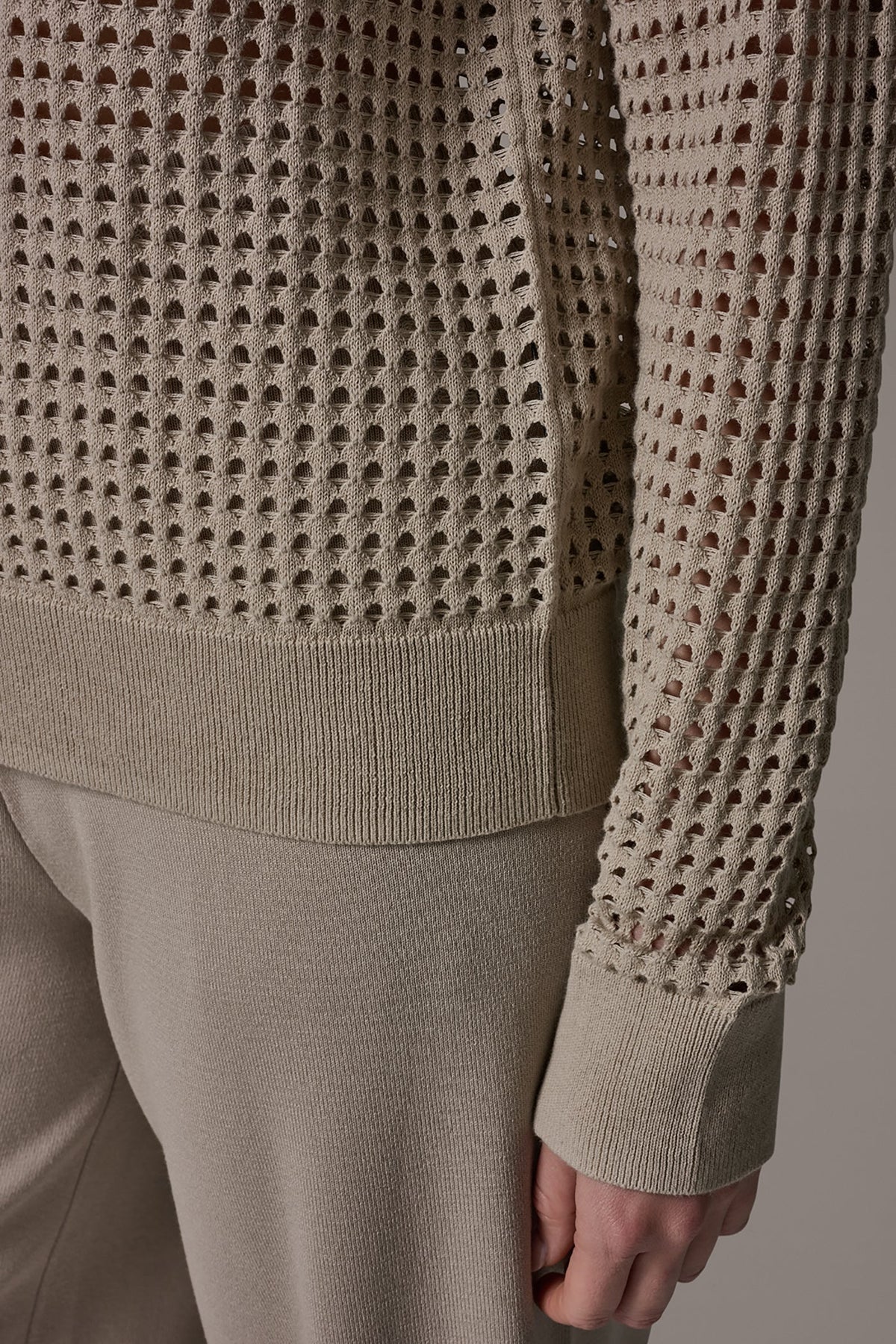LONG SLEEVE POINTELLE SWEATER