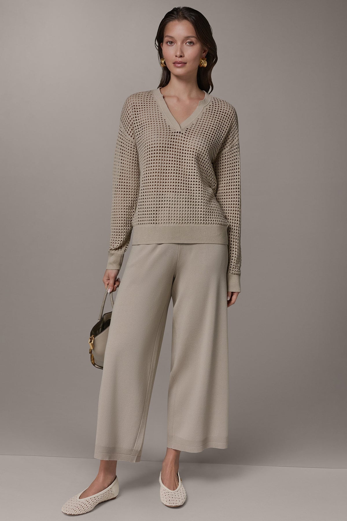 LONG SLEEVE POINTELLE SWEATER