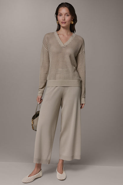 LONG SLEEVE POINTELLE SWEATER