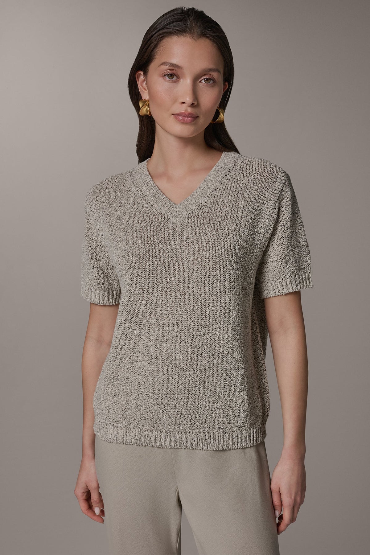 SHORT SLEEVE MÉLANGE EASY SWEATER